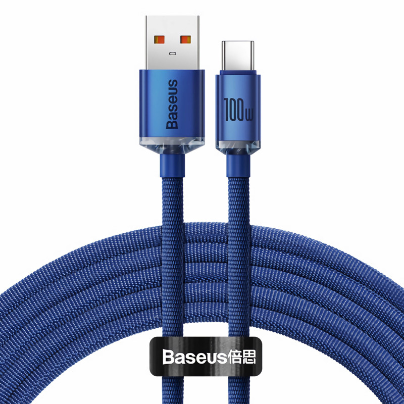 Baseus kabel Crystal Shine USB - USB-C 2,0 m 100W niebieski /kod908/