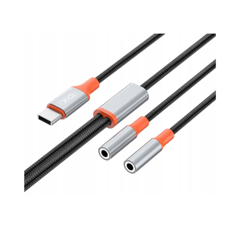 XO kabel audio 2w1 NB-R269B USB-C - 2x złącze jack 3,5mm 1,2m czarny /kod955/