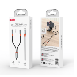XO kabel audio 2w1 NB-R269B USB-C - 2x złącze jack 3,5mm 1,2m czarny /kod955/