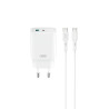 XO ładowarka sieciowa CE29 PD 20W 1x USB-C 1x USB biała + kabel USB-C - USB-C /kod1302/