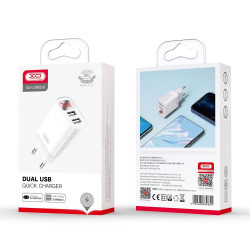 XO ładowarka sieciowa L95 2x USB 2,4A biała z wyświetlaczem /kod617/