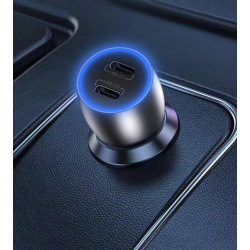 XO ładowarka samochodowa CC51 PD 40W 2x USB-C szara + kabel USB-C - USB-C /kod659/