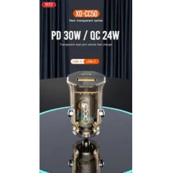 XO Clear ładowarka samochodowa CC50 PD 30W QC 24W 1x USB 1x USB-C dymiona + kabel USB-C - USB-C /kod657/