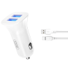 XO ładowarka samochodowa TZ10 2x USB 2,4A biała + kabel USB-C /kod658/