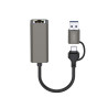 XO adapter HUB HUB018 2w1 USB-USB-C - RJ45 szary /kod1284/