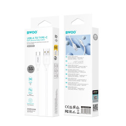 BWOO kabel 3A silikonowy X329C USB - USB-C 3A 1m biały /kod 1338/