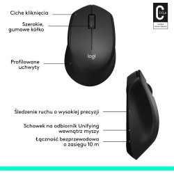 MYSZ bezprzewodowa M330 Silent Plus optyczna czarna / LOGITECH /kod1209/