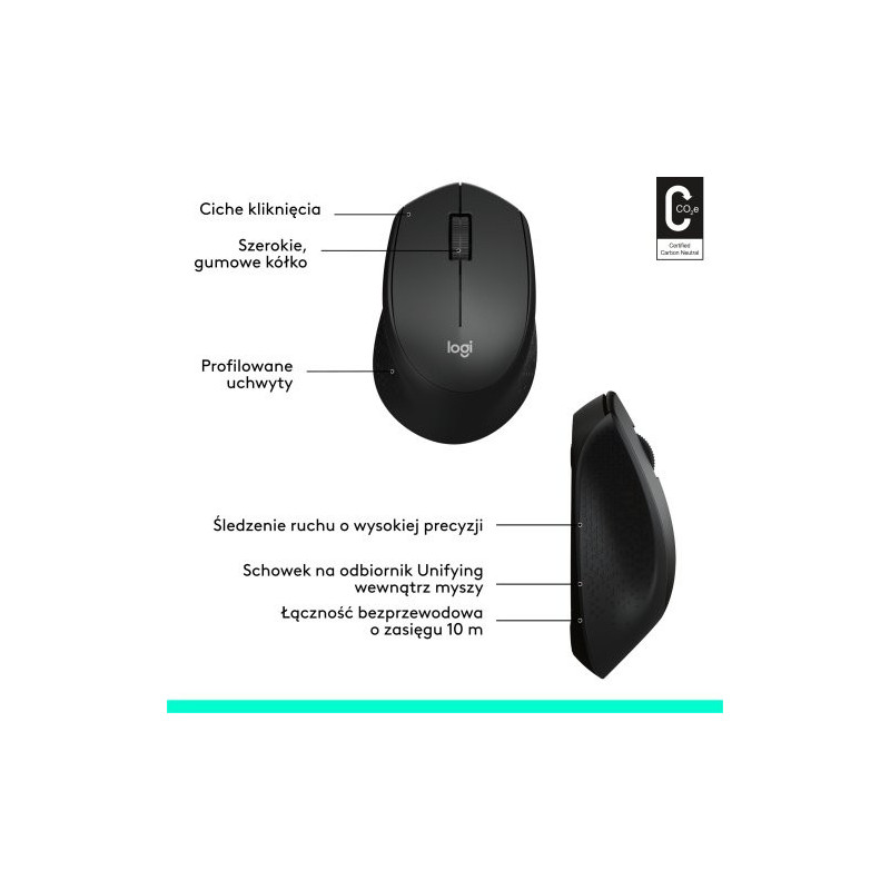 MYSZ bezprzewodowa M330 Silent Plus optyczna czarna / LOGITECH /kod1209/